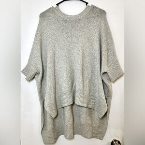 BCBG MaxAzria Womens Knitted Crew Neck 3/4 Sleeve Hi-Low Sweater Gray Size Small